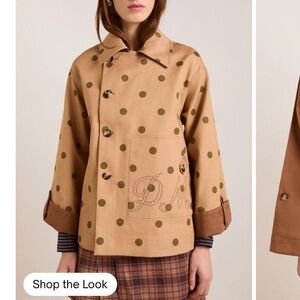 Damson Madder Jerry Crop Trench Coat Camel Polka Dot/ Reversible